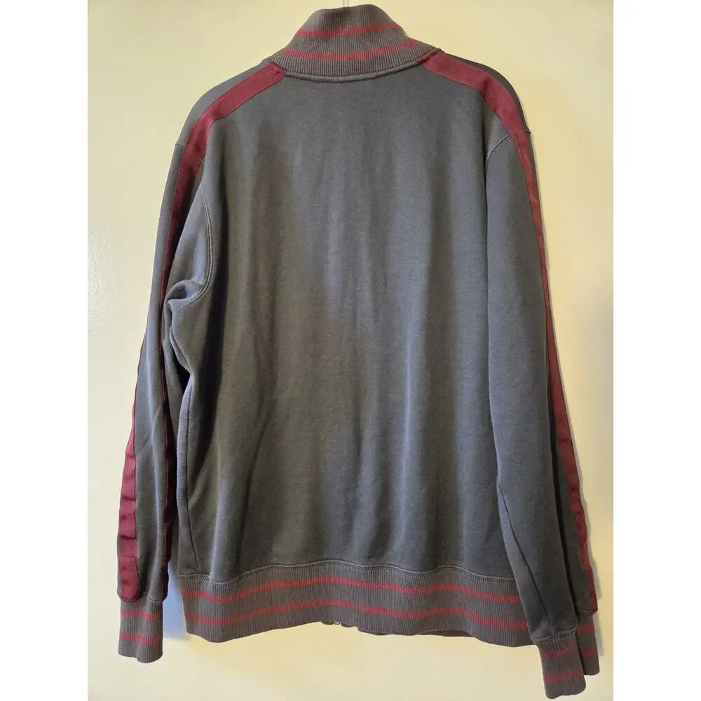 The North Face Full Zip Track Athletic Jacket Gray Maroon Stripe Men’s Large
